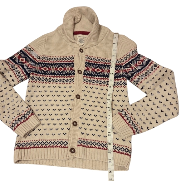 Rorie Whelan Boys 7-8 Cardigan Sweater Fair Isle Shawl Collar Knit Cotton - Picture 3 of 6